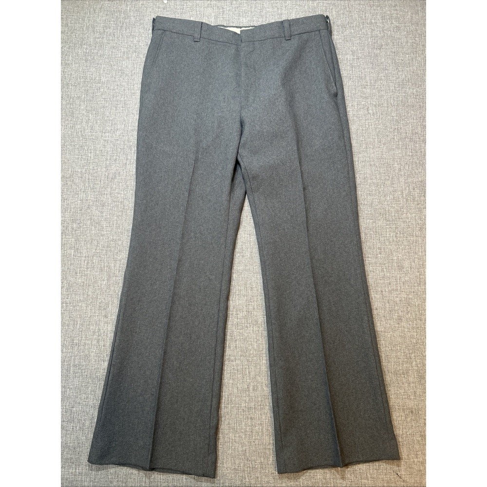 Vintage Levis Panatela Pants Mens 35x31 Gray 70s Slacks USA Flare Leg Dress